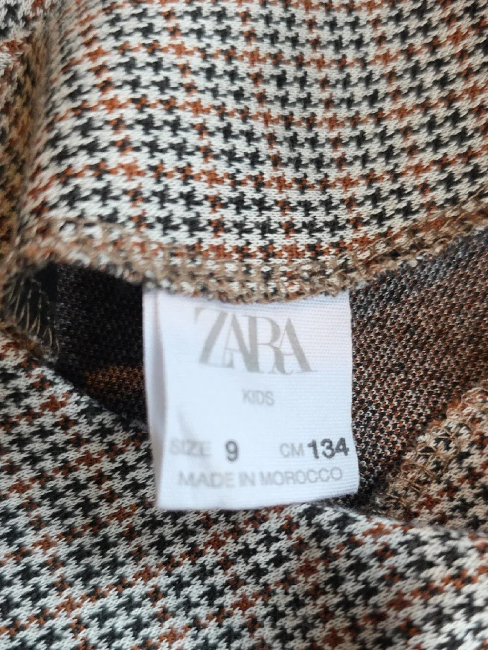 Zara Girls Plaid Dress in Tan and Black